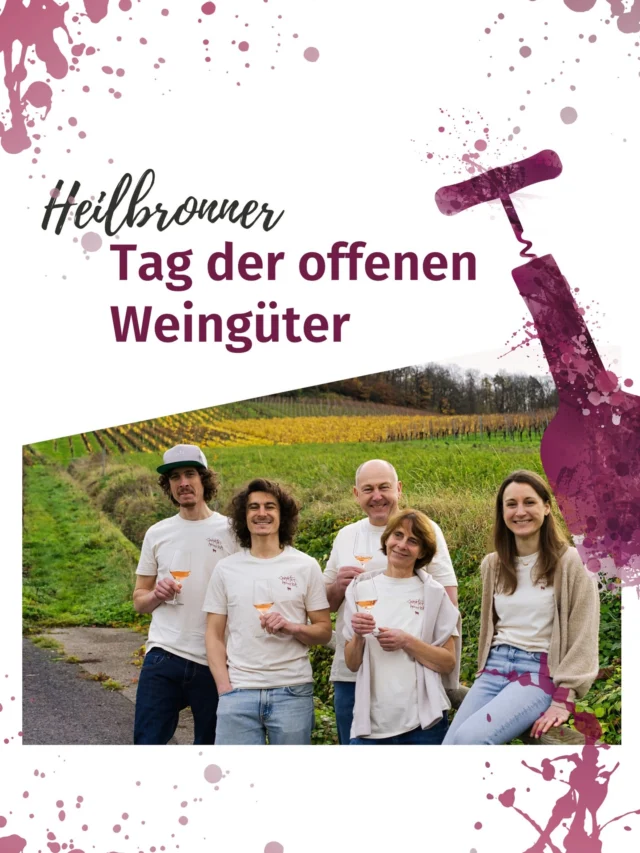 Tag der offen Weingüter 2026 in Heilbronn

Wir sind auch dies Jahr wieder dabei vom 25 bis 26.04.

Kommt vorbei und lernt unseren Betrieb, unsere Philosophie und unsere leckeren Bio-Weine kennen.
Es wird einiges geboten…

wir freuen uns auf euren Besuch!